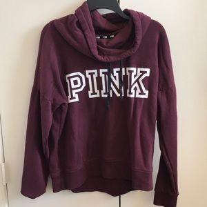 Victoria Secret Pink Maroon Cowl Neck Sweater